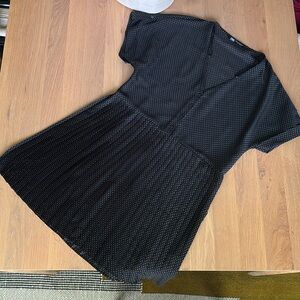Zara Black Polka Dot Pleated Dress